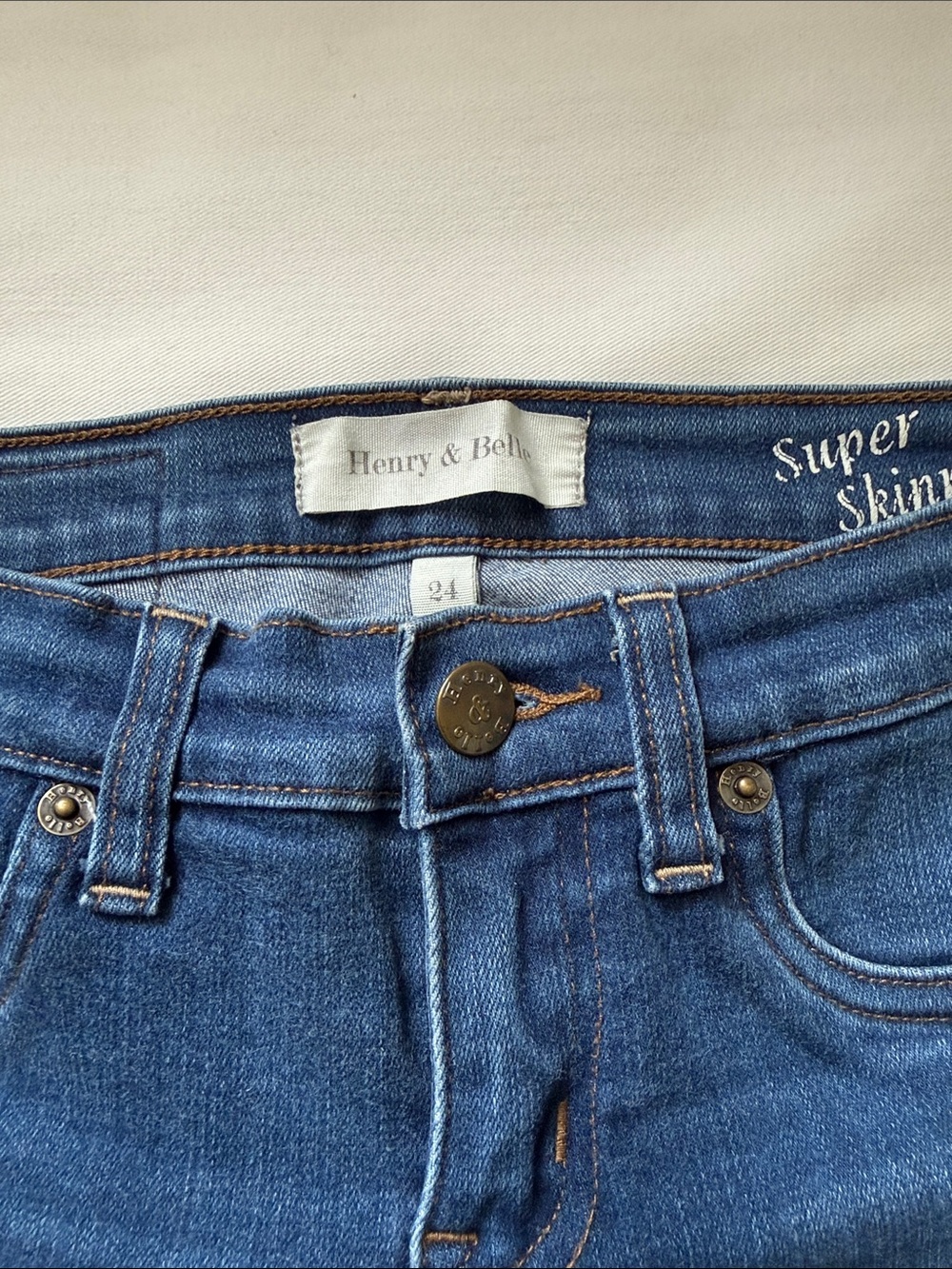 Henry & Belle Dark Blue women’s Jeans with Contrast Stitching - Picture 11 of 14